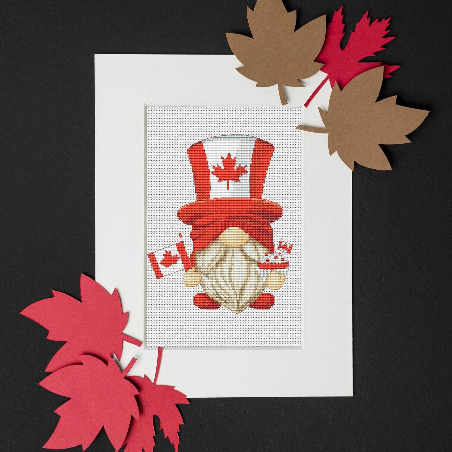 Canada day gnome, Gnome cross stitch, Cross stitch pattern, Modern cross stitch, Canada cross stitch