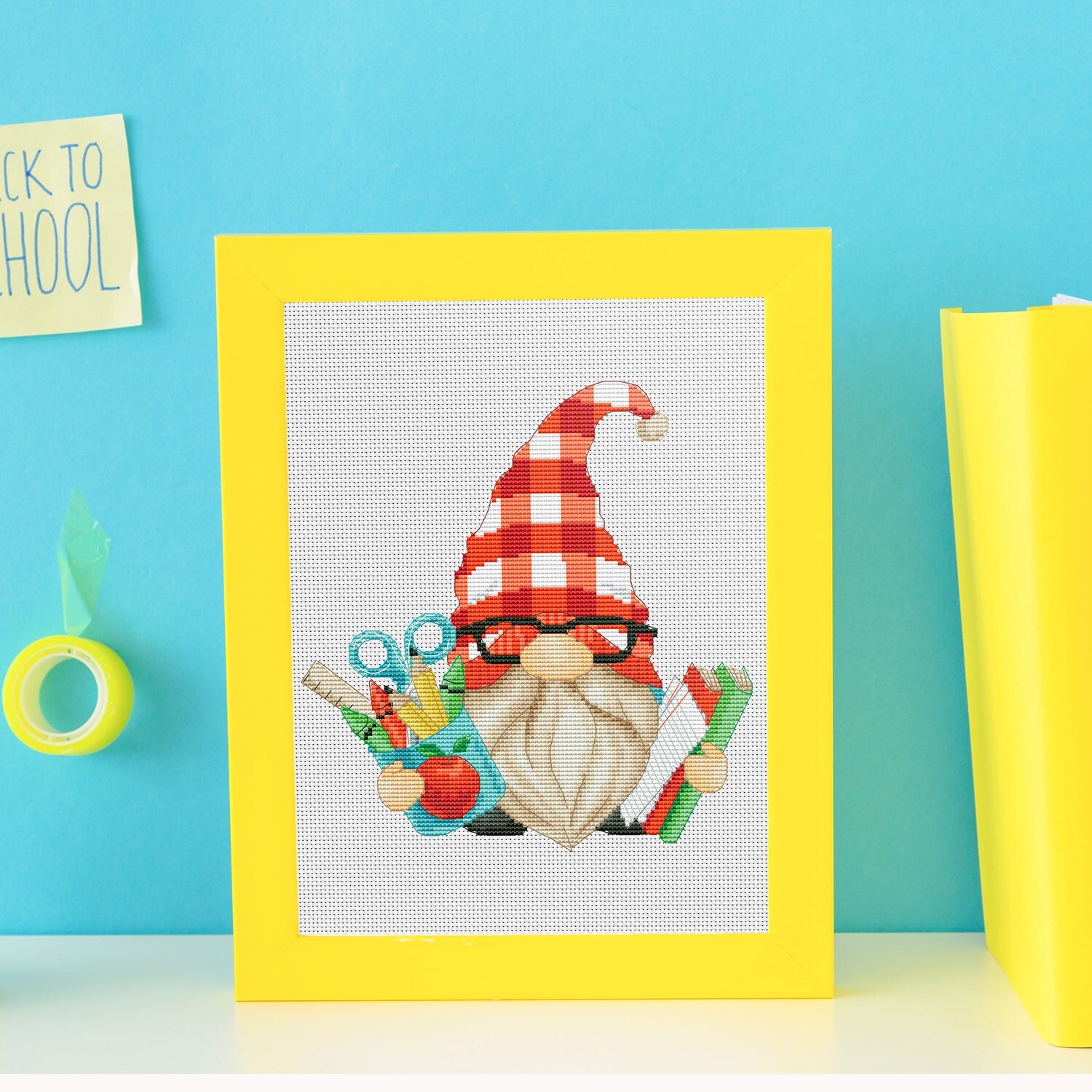 Teacher cross stitch, Cross stitch pattern, School cross stitch, Counted cross stitch, Gnomes cross stitch