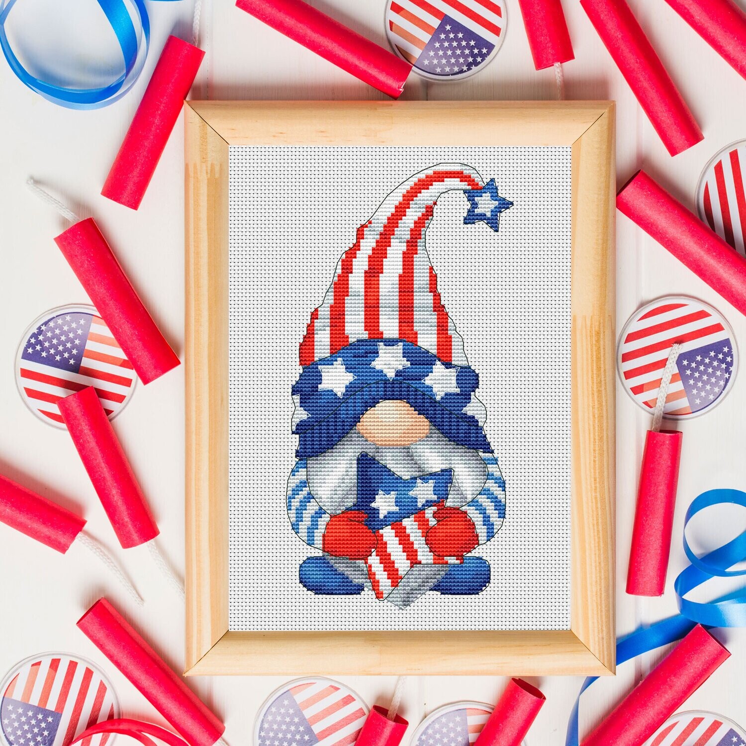 Patriotic girl, Independence day, Cross stitch pattern, Counted cross stitch, 4th July cross stitch