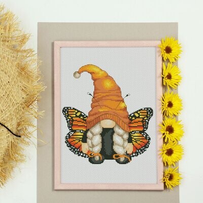 Butterfly female, Cross stitch pattern, Butterfly cross stitch, Summer cross stitch, Gnome cross stitch