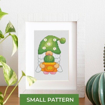 Cactus lover, Cross stitch pattern, Gnome cross stitch
