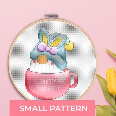 Easter gnome, Cross stitch pattern, Gnome cross stitch