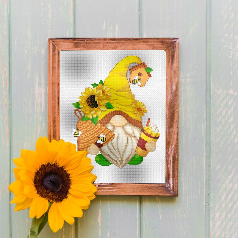 Cross stitch pattern - A gnome with a beehive