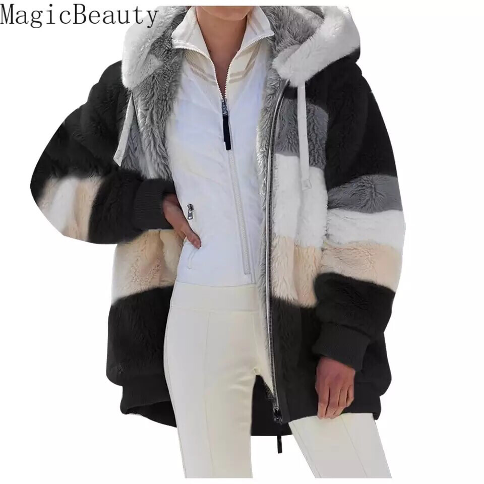 Nuevo abrigo de invierno sedoso para mujer
