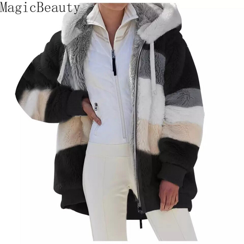 Nuevo abrigo de invierno sedoso para mujer