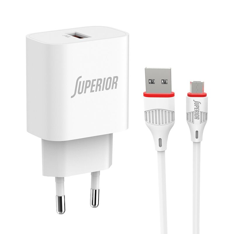 Superior BA21A 18W QC3.0 brzi punjač sa USB-A na USB-micro kablom