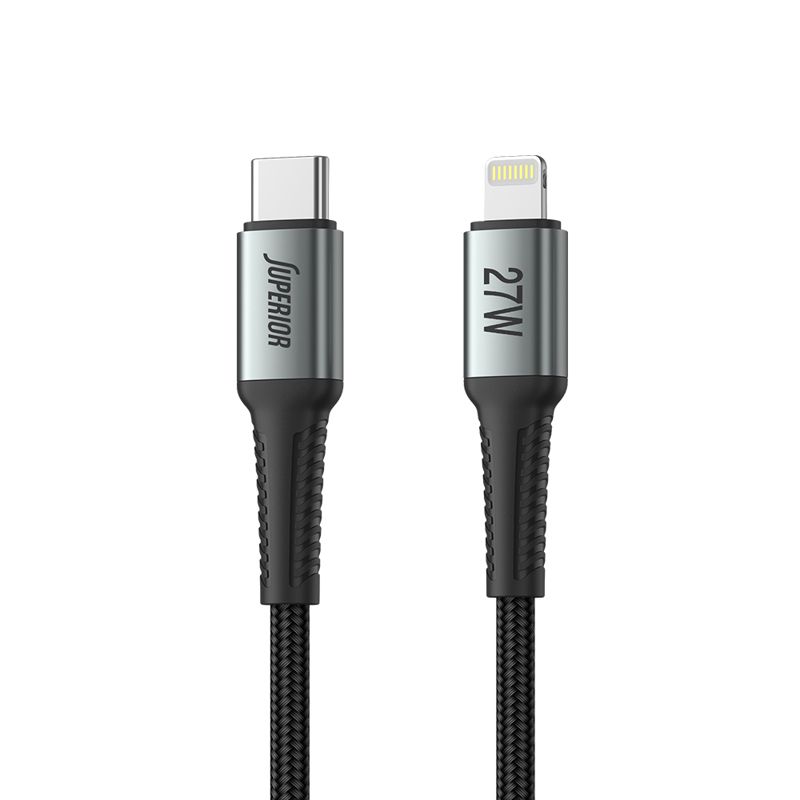 USB-C data kabl Superior 27W 3A Type-C na Lightning 2m crni