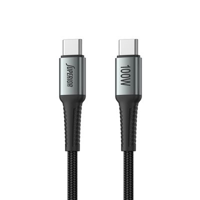 USB-C data kabl Superior Fast 100W 5A Type-C na Type-C 1m sivi