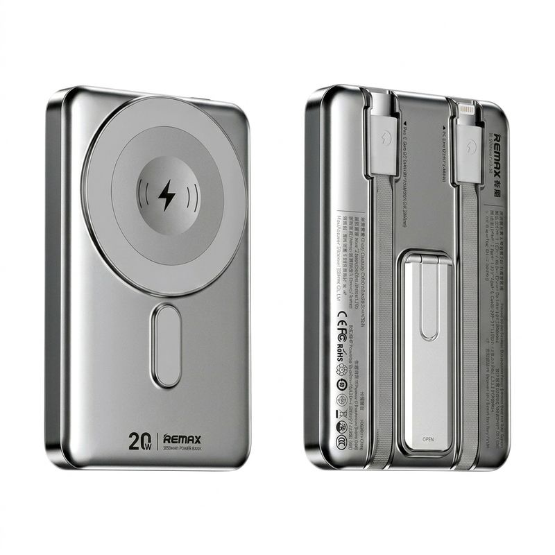Power Bank Magsafe REMAX  15W / PD20W 10000mAh srebrni