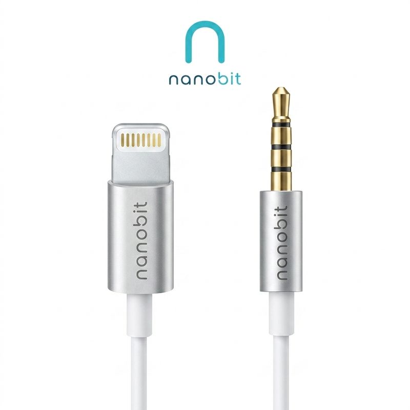 Adapter za slusalice Nanobit Lightning na AUX 1m beli