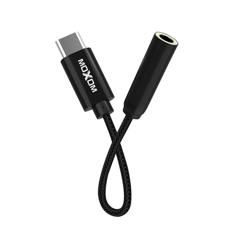 Adapter za slušalice Moxom Type C na 3.5mm crni