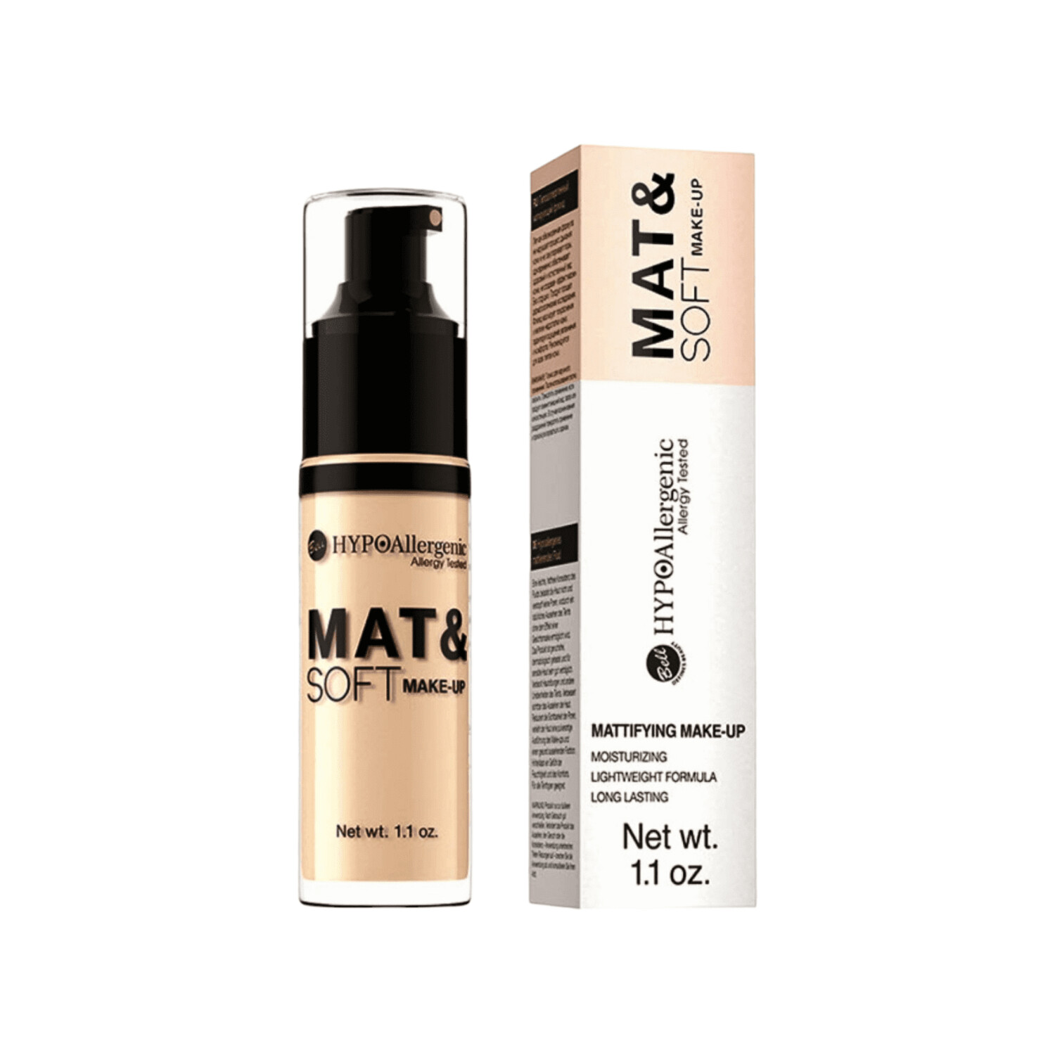 Kremas pudra HYPOAllergenic Mat&Soft Make-up, 02 Natural, 30g