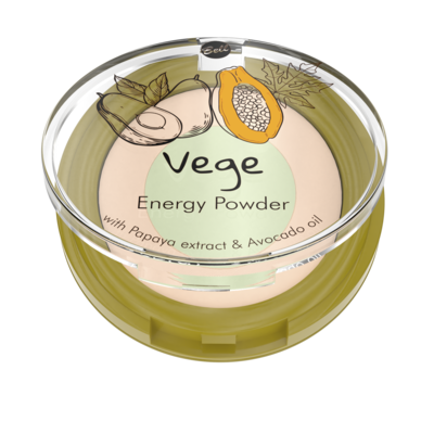 Energizuojanti veganiška kompaktinė pudra su papajos ekstraktu ir avokado aliejumi
