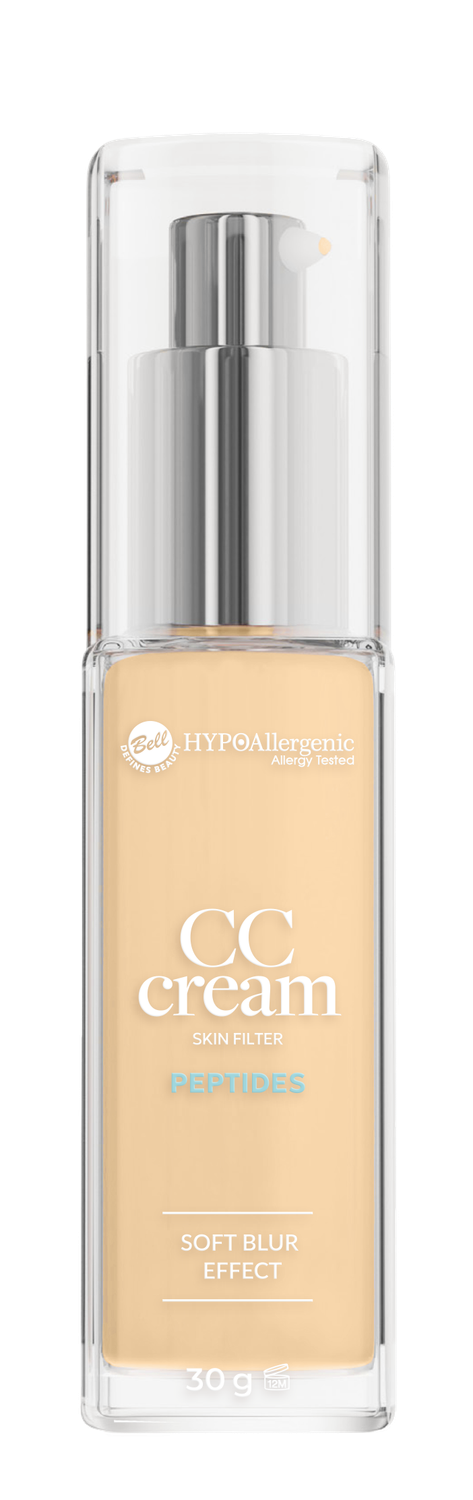 Hipoalerginis CC kremas Bell su odos išvaizdą glotninančiu efektu, 30g