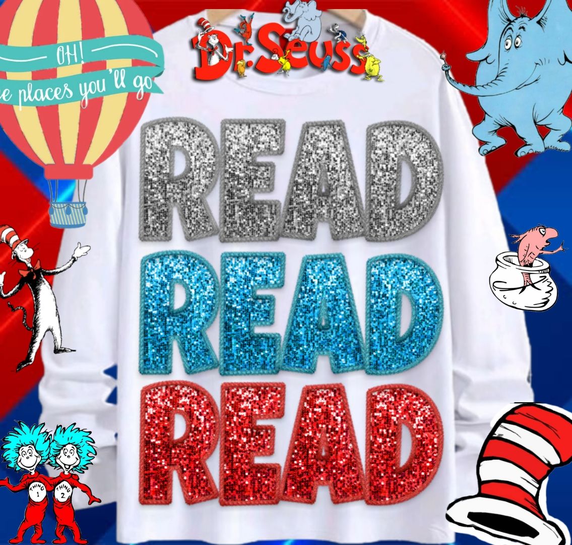 Dr. Seuss Glitter Effect T's