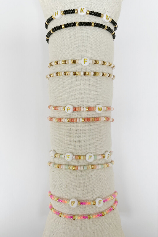 Initiaal Beads Bracelet Set van 2