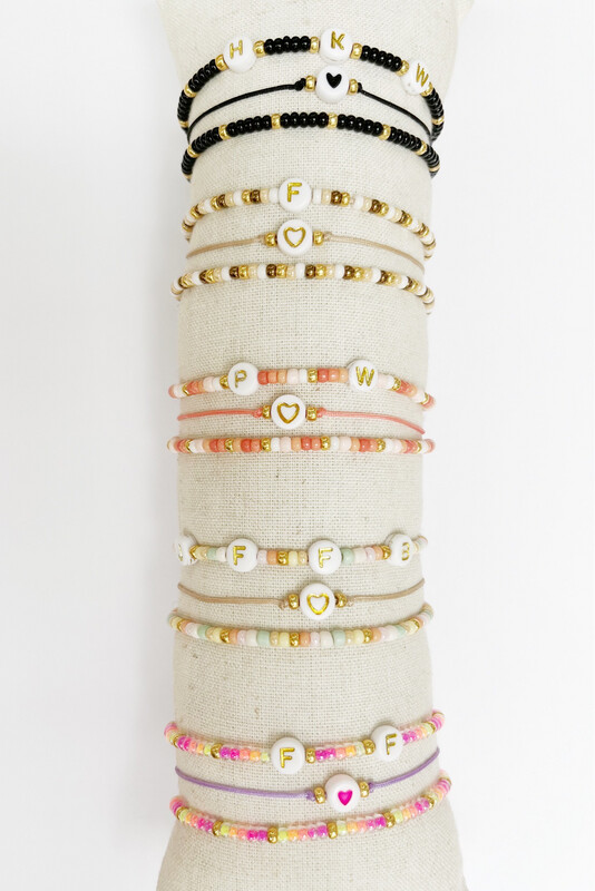 Initialen Beads Bracelet Set van 3