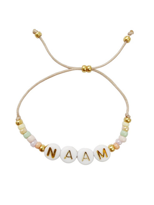 Kids Naam of Initiaal Armbandje (verschillende kleurencombinaties mogelijk)