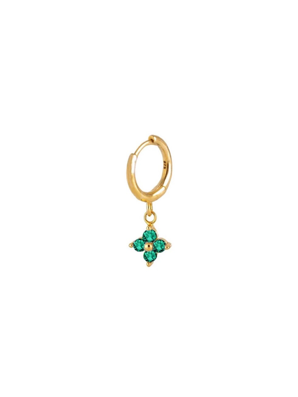 Green Flower Hoop S925