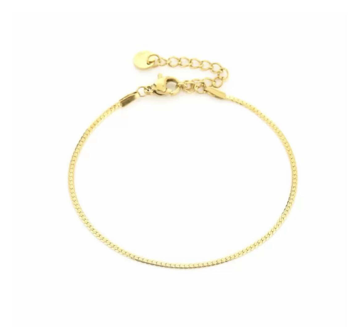 Platte armband 2 mm Gold