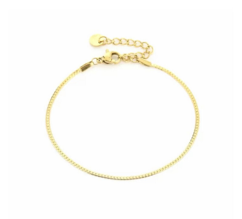 Platte armband 2 mm Gold
