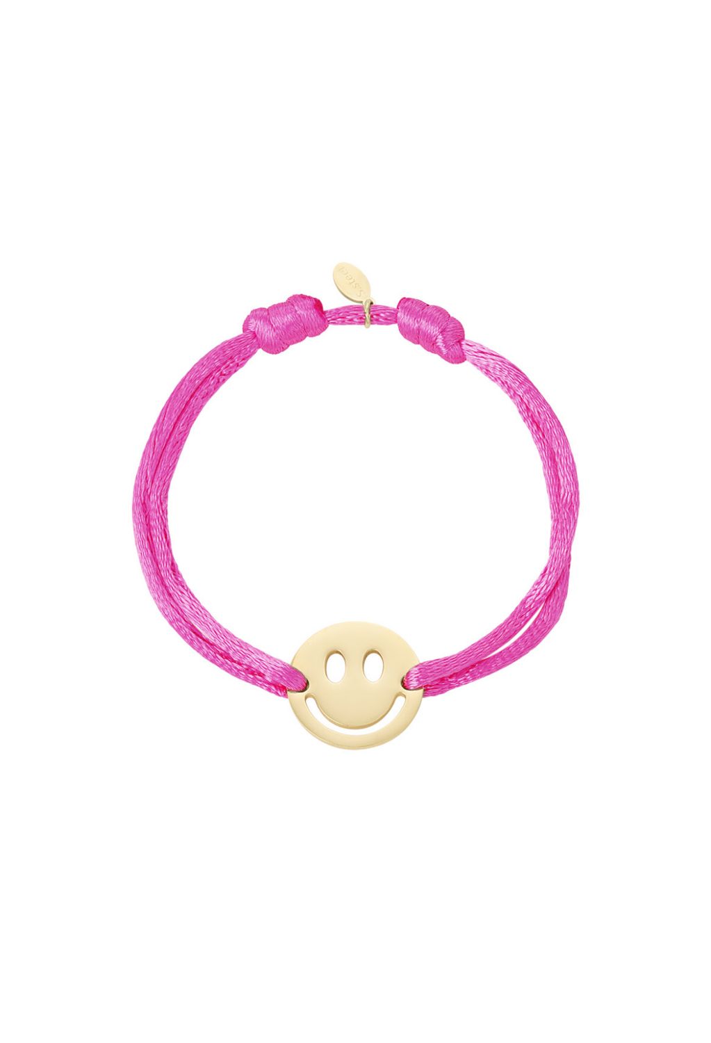 Satijnen armband smiley pink
