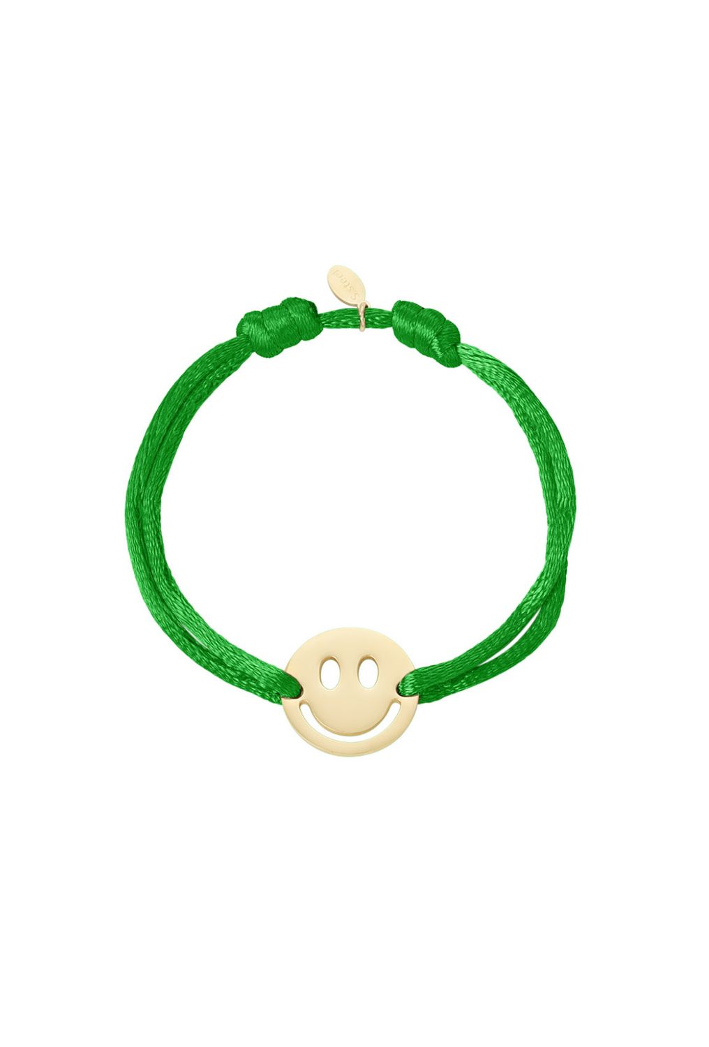 Satijnen armband smiley green