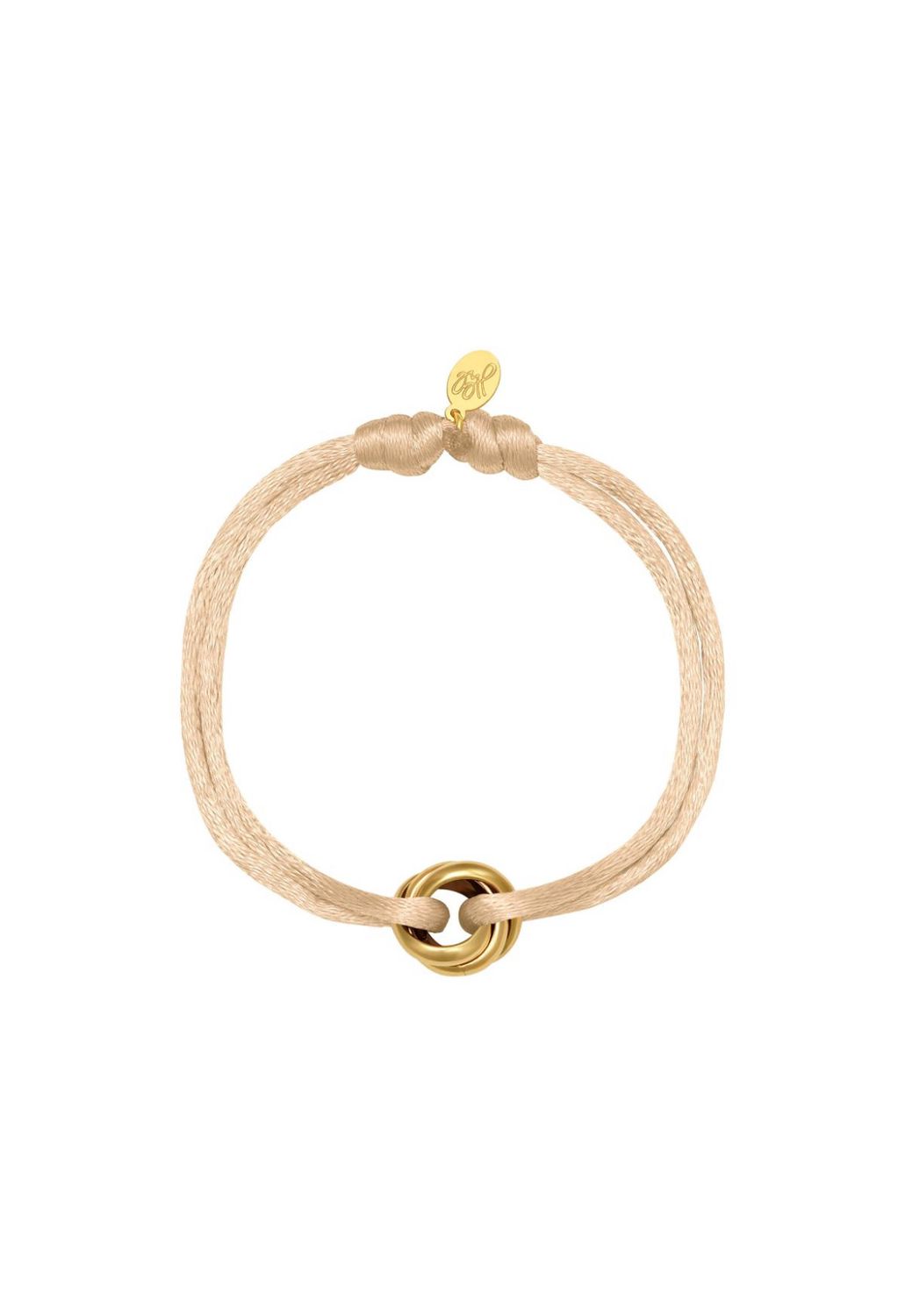 Satijnen armband knoop beige