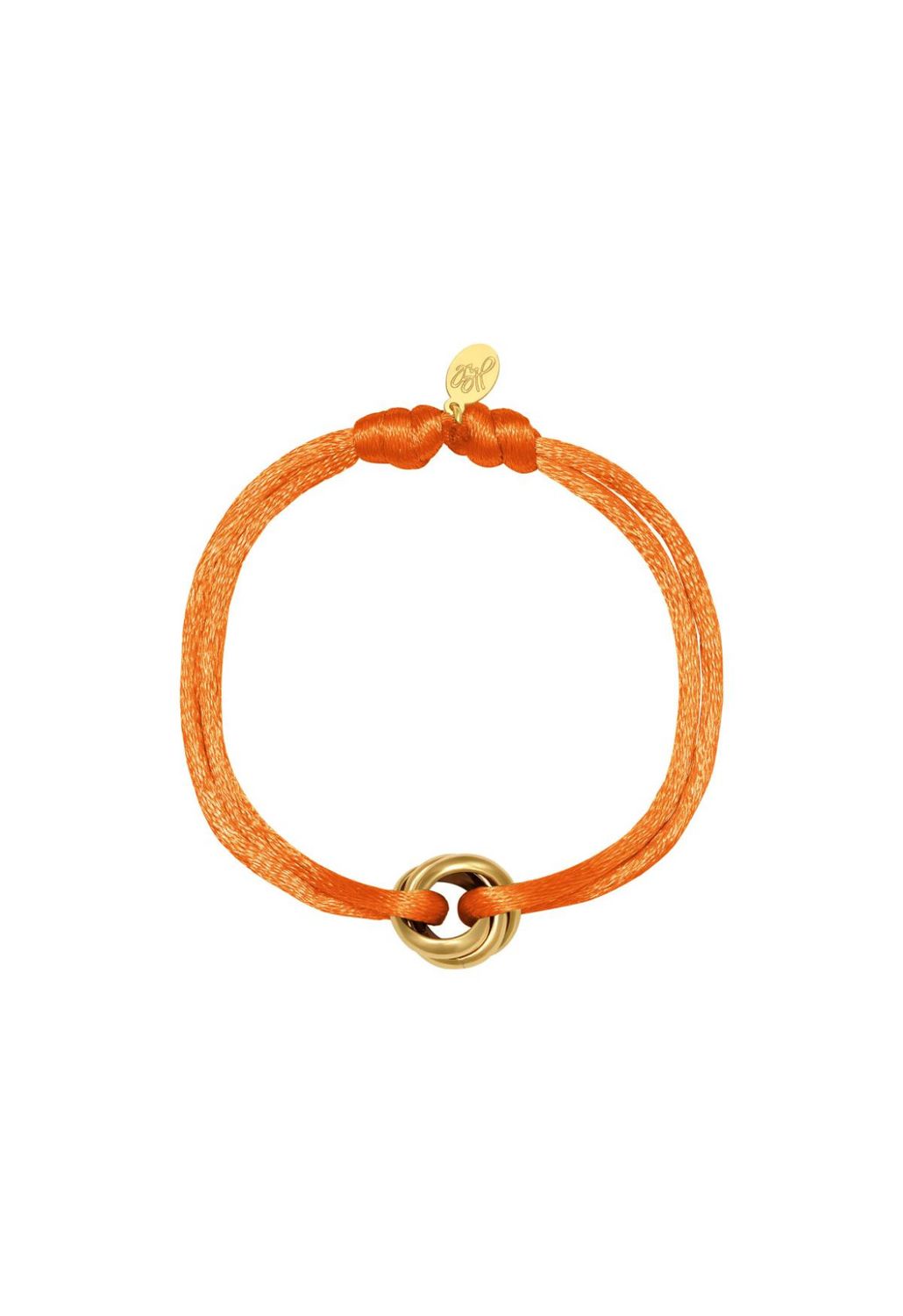 Satijnen armband knoop fel oranje