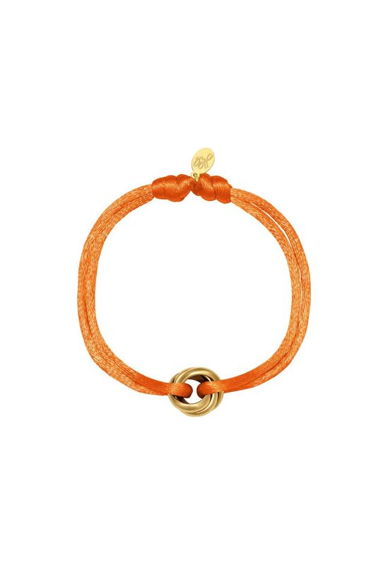 Satijnen armband knoop fel oranje