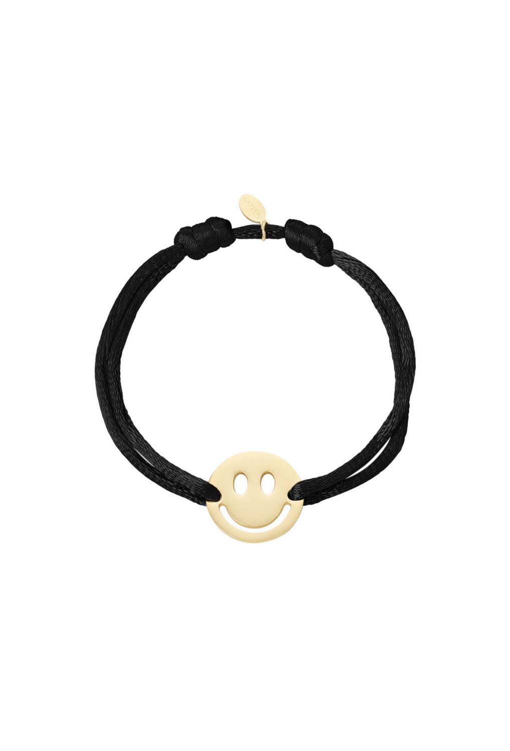 Satijnen armband smiley black