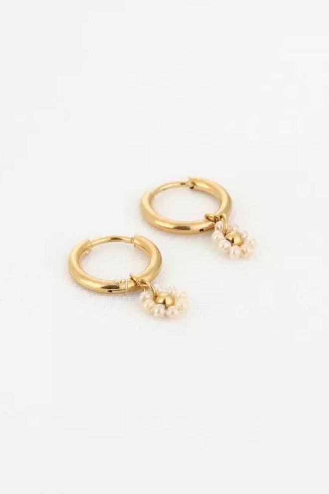 Flower hoops beige