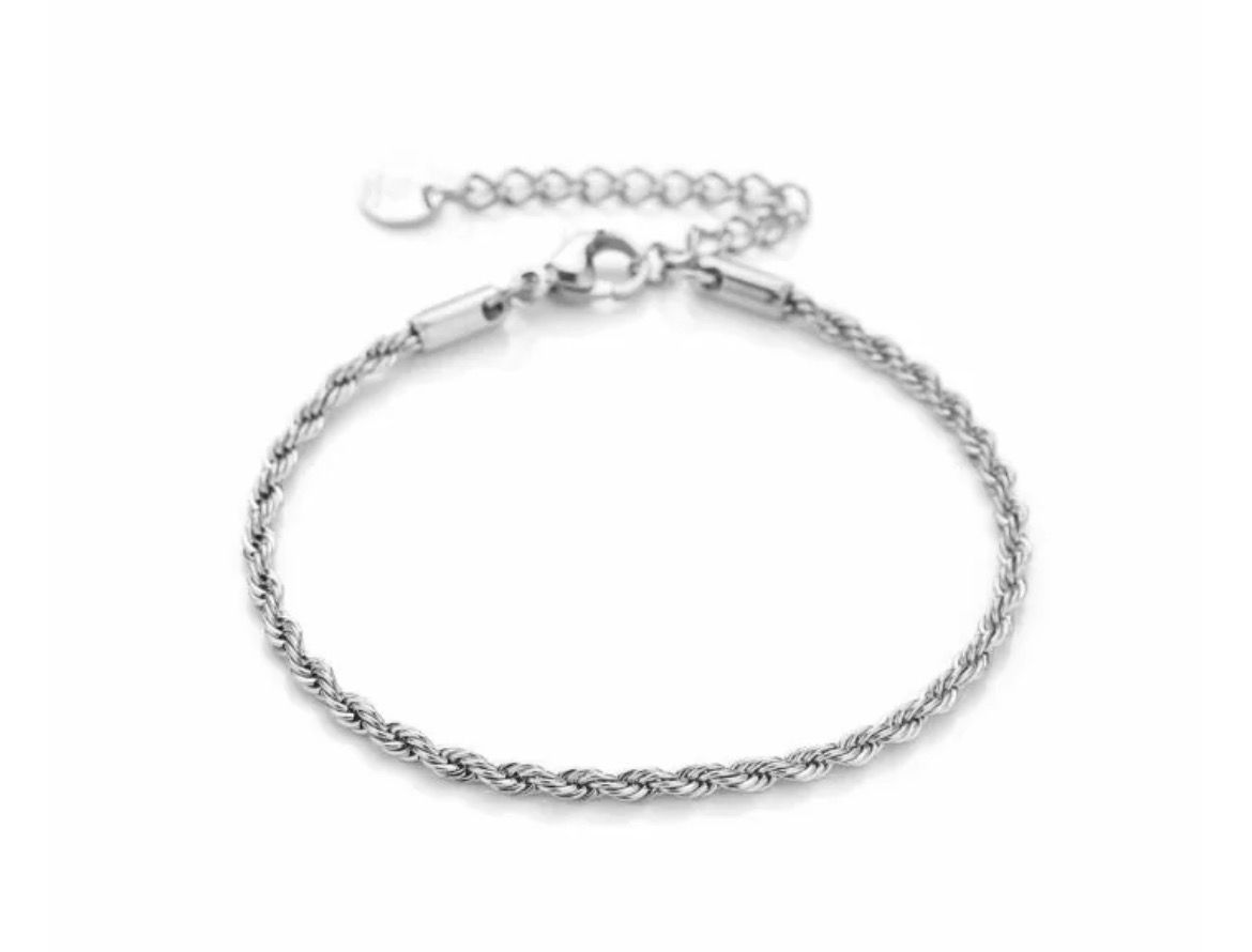 Gedraaide armband 3 mm Silver
