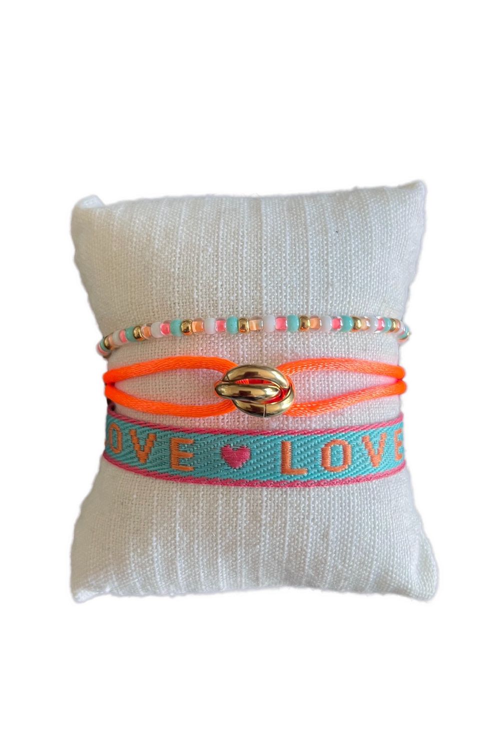 Orange love bead bracelet set