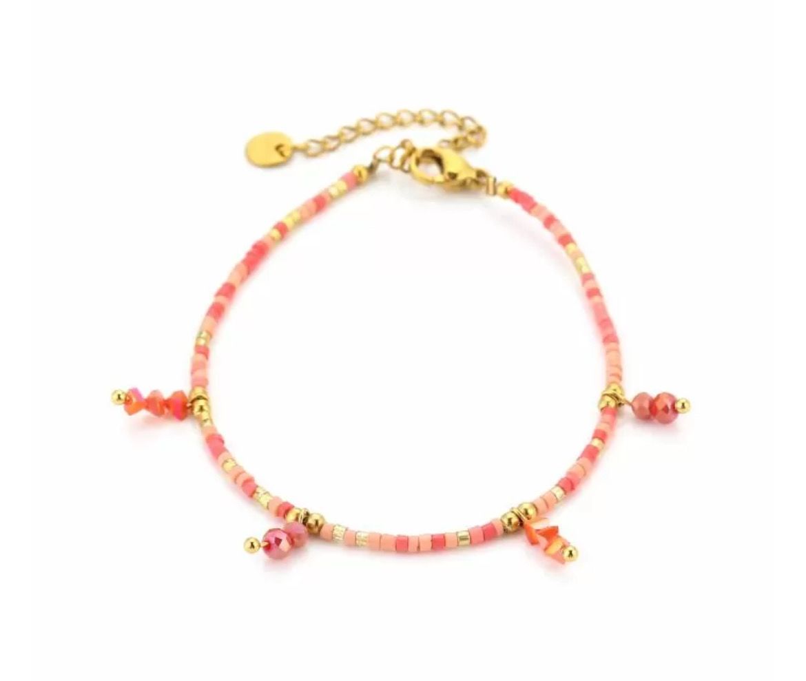 Kralenarmband zalmroze