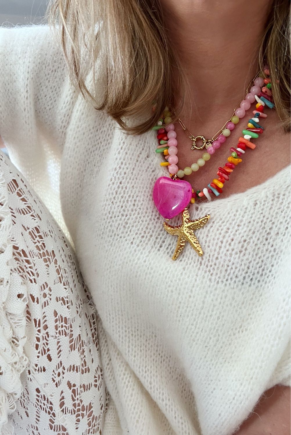 Big pink heart Necklace