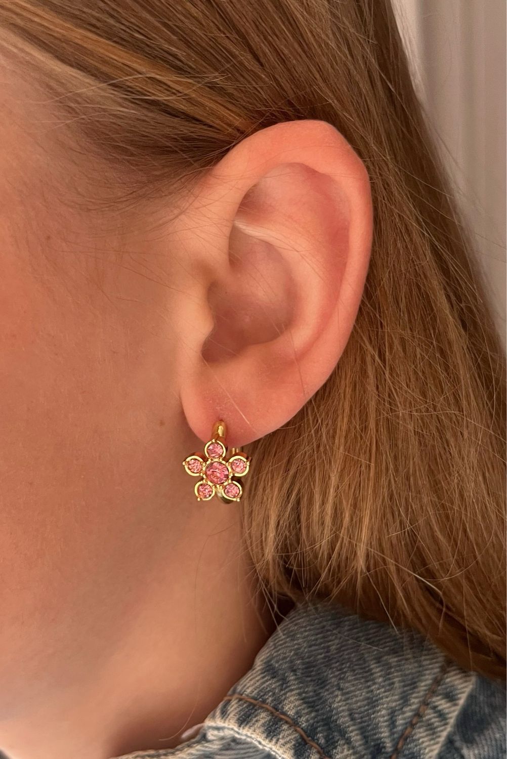 Pink flower hoops