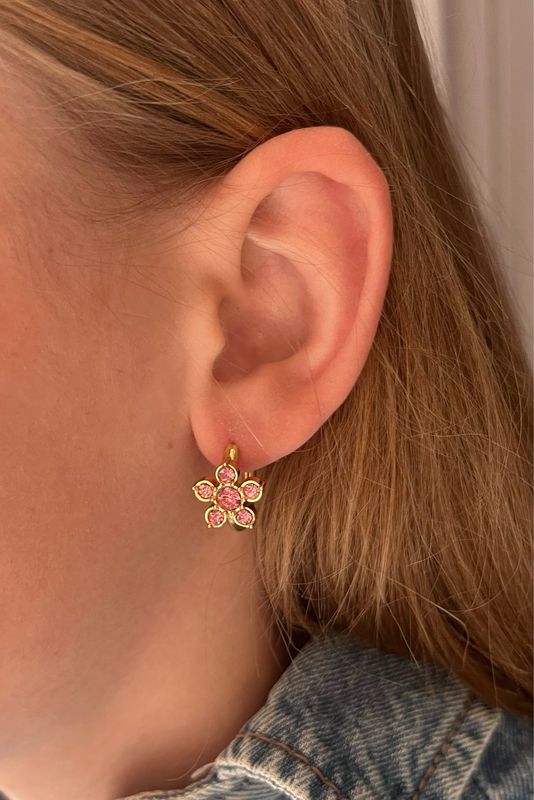 Pink flower hoops