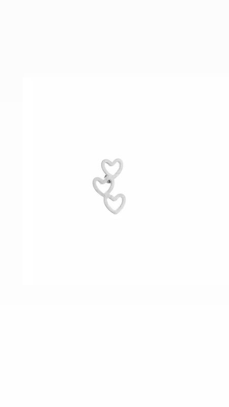 Triple open heart stud