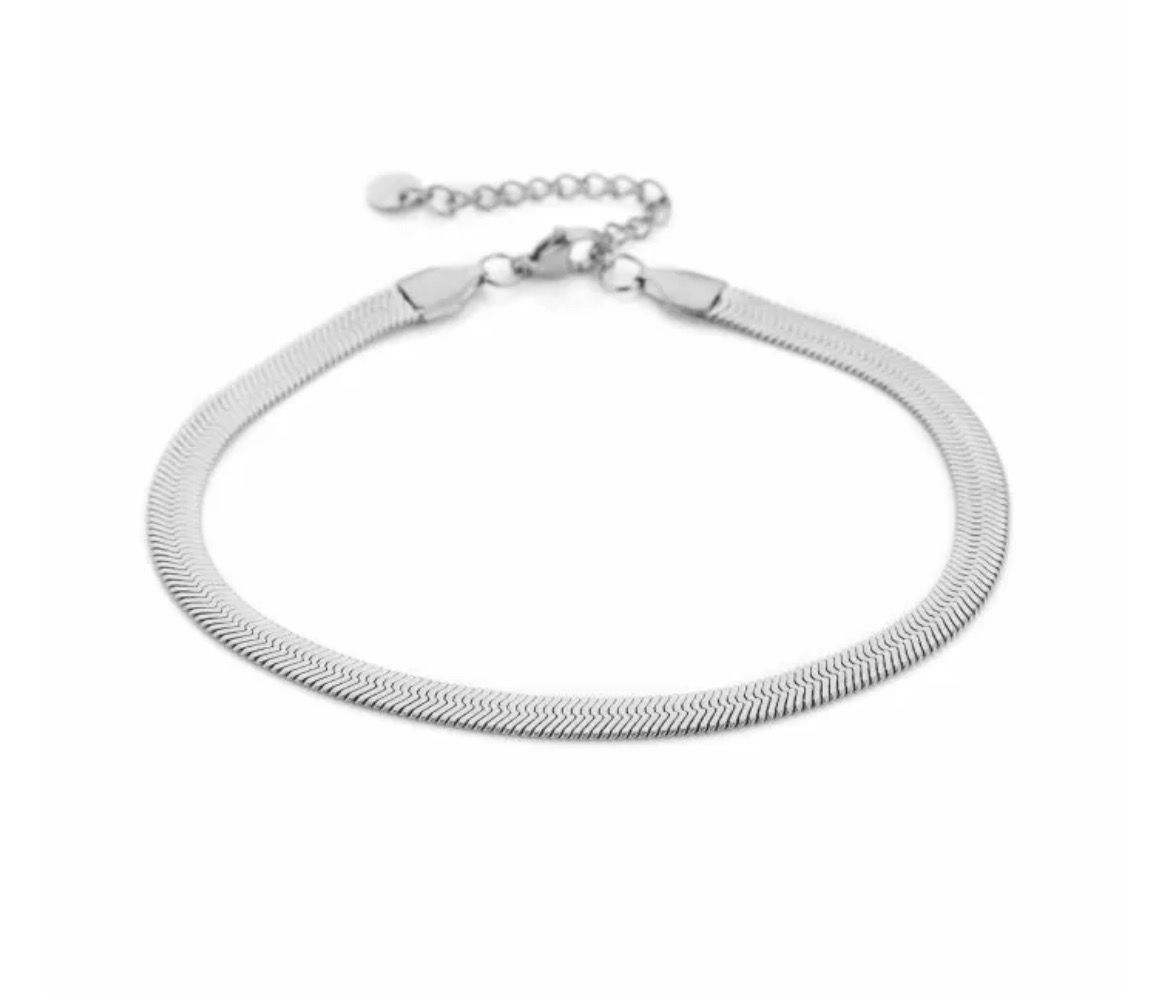 Enkelbandje snake zilver