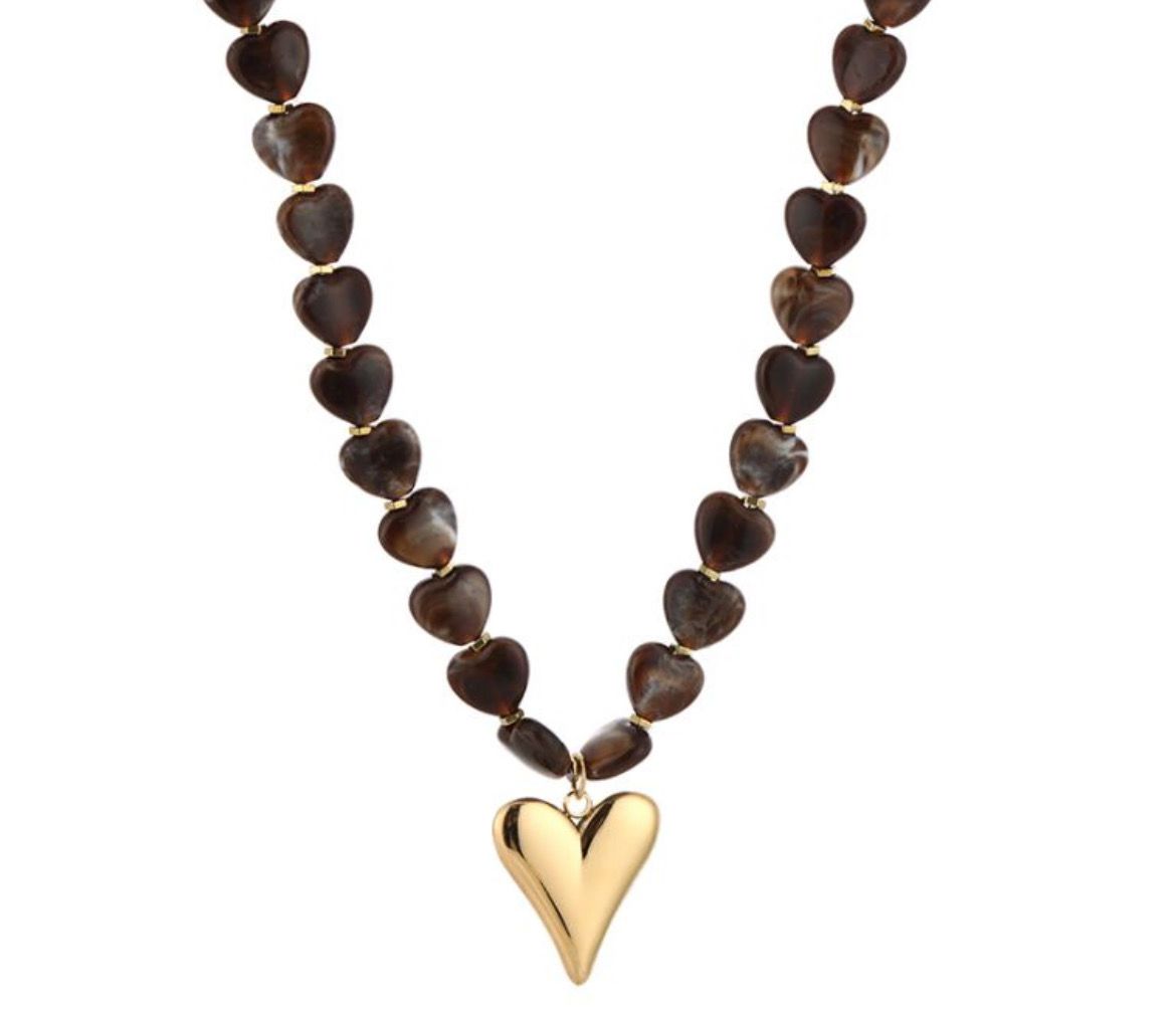 Heart Necklace Brown
