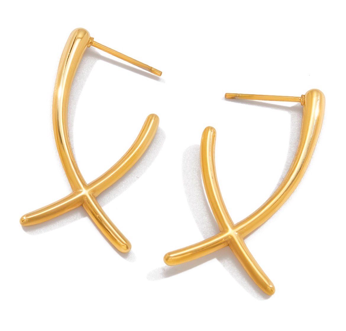 Cross Earrings gold