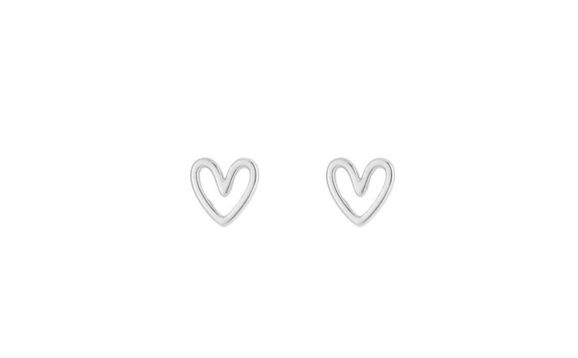 Open heart studs 1 cm Silver