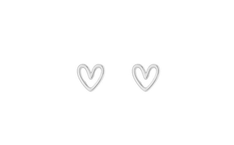 Open heart studs 1 cm Silver