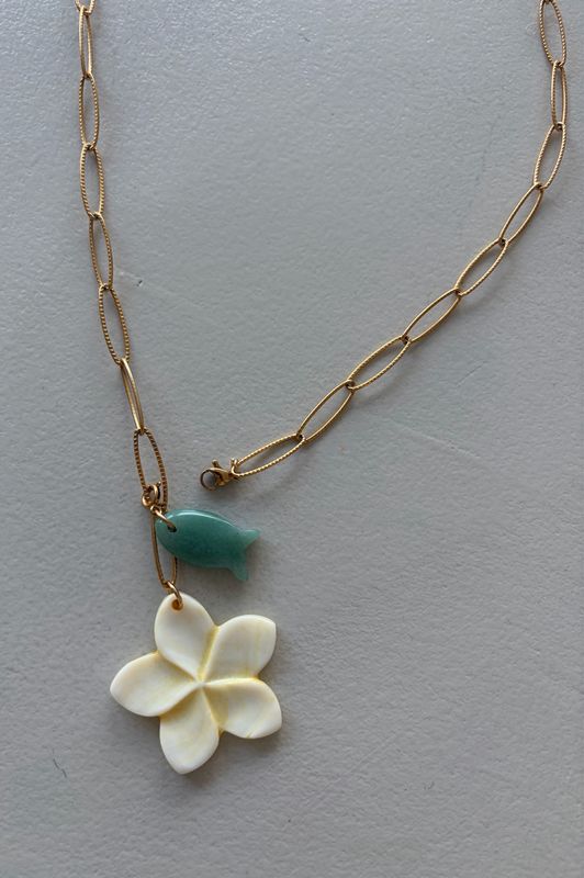 White flower Fish Necklace