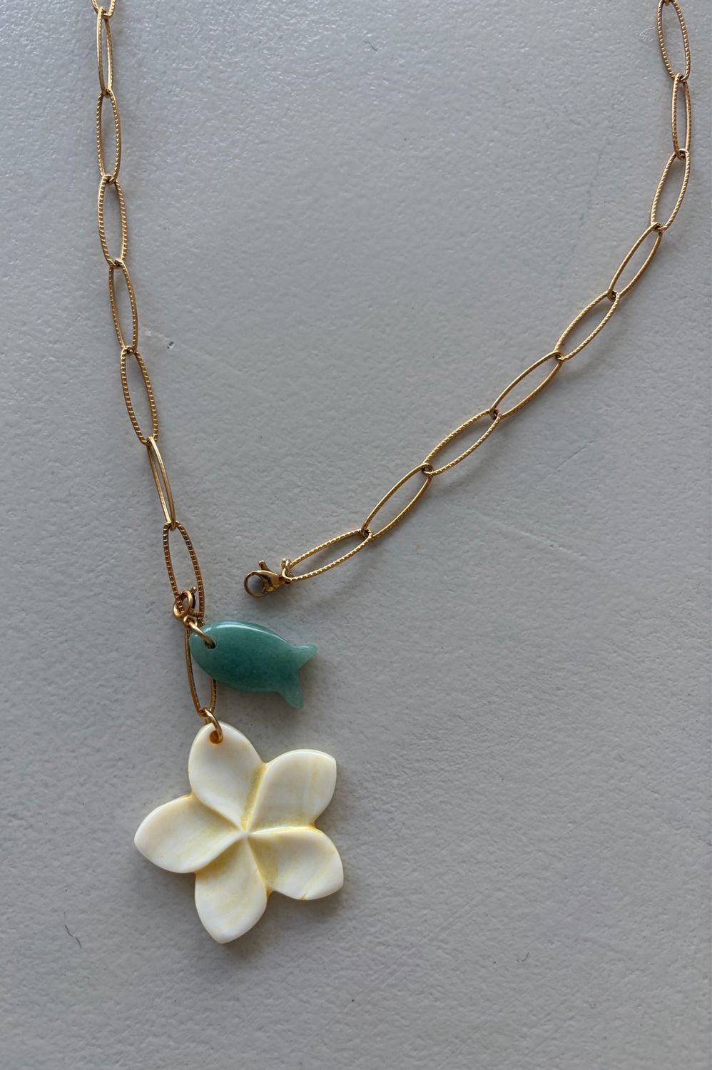 White flower Fish Necklace