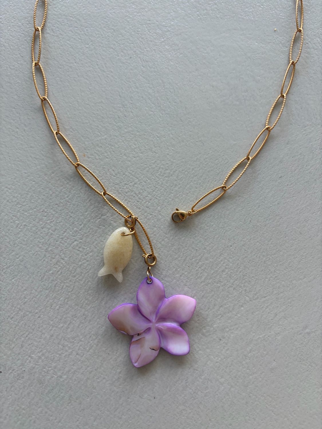 Purple flower Fish Necklace