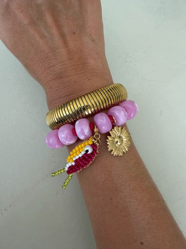 Pink Fish Bracelet (op elastiek)