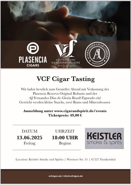 VCF Tasting mit Zigarren von AJF & Plasencia / präsentiert von Don Pepone