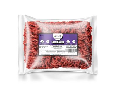 Drool Freeflow Mince - Goose &amp; Tripe 1kg (re-sealable Bag)